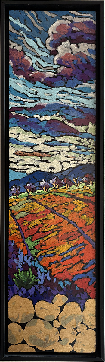 Big Skies
7" x 25" framed
Oil on panel with foil
$800