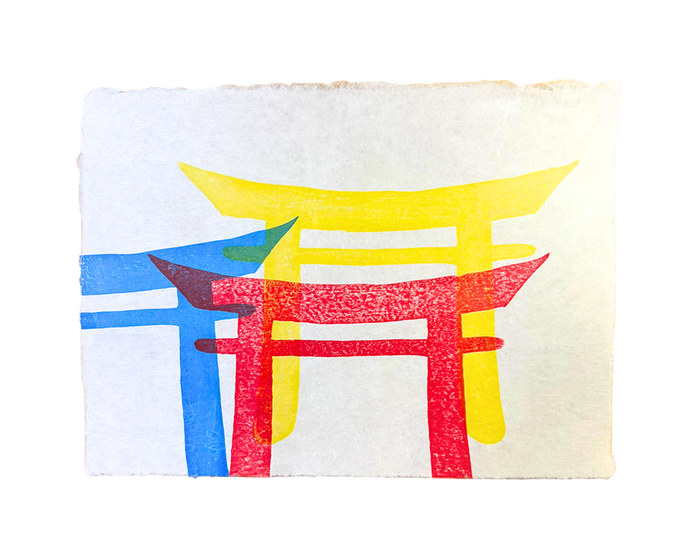Torii Gate Composition
13 1/2" x 19 3/4"
Woodblock Print/Watercolor on Handmade Echizen Washi
$250