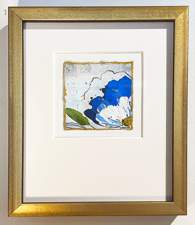 Blue Flower
12" x 10" Framed
Oil and Acrylic on Paper
$295